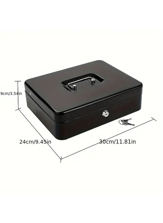 Blue Cash Box with Money Tray Lock Metal Coin Locker Tiered 4 Banknotes 5 Coins Slots - Image 2